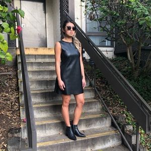 Zara vegan leather pleather dress lace up back